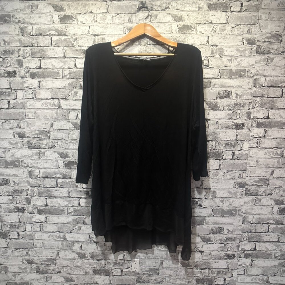 EUC Cable & Gauge Women's Thin Hi-Low Pointy Hem Tunic Dress Black Size 3X